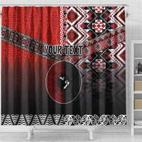 Personalised Aotearoa and Tonga Together Shower Curtain Manaia and Tongan Tribal Cross - Taniko and Ngatu Art Tattoo LT03 - Polynesian Pride