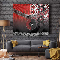 Personalised Aotearoa and Tonga Together Tapestry Manaia and Tongan Tribal Cross - Taniko and Ngatu Art Tattoo LT03 Red - Polynesian Pride