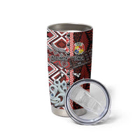Personalised Aotearoa and Tonga Together Tumbler Cup Manaia and Tongan Tribal Cross - Taniko and Ngatu Art Tattoo LT03 - Polynesian Pride