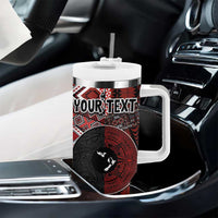Personalised Aotearoa and Tonga Together Tumbler With Handle Manaia and Tongan Tribal Cross - Taniko and Ngatu Art Tattoo LT03 - Polynesian Pride