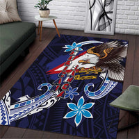 American Samoa Flag Day Area Rug Bald Eagle with Uatogi and Fue - Polynesian and Floral Tribal Tattoo