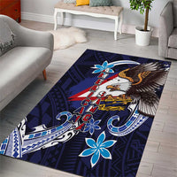 American Samoa Flag Day Area Rug Bald Eagle with Uatogi and Fue - Polynesian and Floral Tribal Tattoo