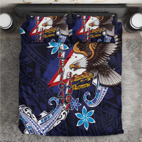 American Samoa Flag Day Bedding Set Bald Eagle with Uatogi and Fue - Polynesian and Floral Tribal Tattoo