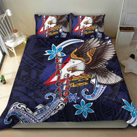 American Samoa Flag Day Bedding Set Bald Eagle with Uatogi and Fue - Polynesian and Floral Tribal Tattoo