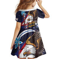 American Samoa Flag Day Family Matching Summer Maxi Dress and Hawaiian Shirt Bald Eagle with Uatogi and Fue - Polynesian and Floral Tribal Tattoo LT03 - Polynesian Pride