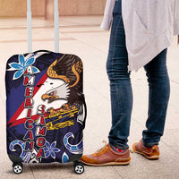 American Samoa Flag Day Luggage Cover Bald Eagle with Uatogi and Fue - Polynesian and Floral Tribal Tattoo