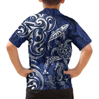 New Zealand Connecting with Seas Family Matching Summer Maxi Dress and Hawaiian Shirt Maori Tribal and Sea Animals Tattoo - White Glass Style LT03 - Polynesian Pride