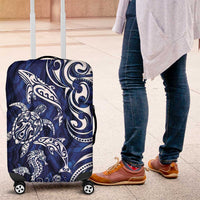 New Zealand Connecting with Seas Luggage Cover Maori Tribal and Sea Animals Tattoo - White Glass Style LT03 Navy - Polynesian Pride