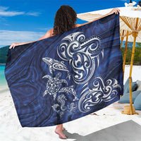New Zealand Connecting with Seas Sarong Maori Tribal and Sea Animals Tattoo - White Glass Style LT03 One Size 44 x 66 inches Navy - Polynesian Pride