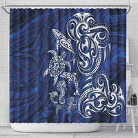New Zealand Connecting with Seas Shower Curtain Maori Tribal and Sea Animals Tattoo - White Glass Style LT03 - Polynesian Pride