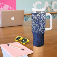 New Zealand Connecting with Seas Tumbler With Handle Maori Tribal and Sea Animals Tattoo - White Glass Style LT03 - Polynesian Pride