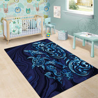 New Zealand Connecting with Seas Area Rug Maori Tribal and Sea Animals Tattoo - Sea Texture Glass Style LT03 - Polynesian Pride