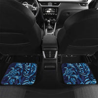 New Zealand Connecting with Seas Car Mats Maori Tribal and Sea Animals Tattoo - Sea Texture Glass Style LT03 Set 2pcs - Back Navy - Polynesian Pride