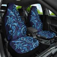 New Zealand Connecting with Seas Car Seat Cover Maori Tribal and Sea Animals Tattoo - Sea Texture Glass Style LT03 One Size Navy - Polynesian Pride