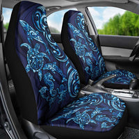New Zealand Connecting with Seas Car Seat Cover Maori Tribal and Sea Animals Tattoo - Sea Texture Glass Style LT03 - Polynesian Pride