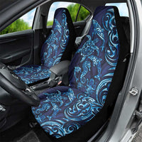 New Zealand Connecting with Seas Car Seat Cover Maori Tribal and Sea Animals Tattoo - Sea Texture Glass Style LT03 - Polynesian Pride
