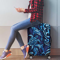 New Zealand Connecting with Seas Luggage Cover Maori Tribal and Sea Animals Tattoo - Sea Texture Glass Style LT03 - Polynesian Pride