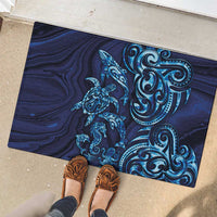 New Zealand Connecting with Seas Rubber Doormat Maori Tribal and Sea Animals Tattoo - Sea Texture Glass Style LT03 - Polynesian Pride