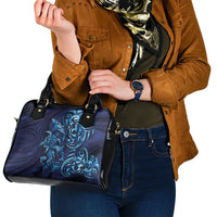 New Zealand Connecting with Seas Shoulder Handbag Maori Tribal and Sea Animals Tattoo - Sea Texture Glass Style LT03 - Polynesian Pride