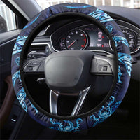 New Zealand Connecting with Seas Steering Wheel Cover Maori Tribal and Sea Animals Tattoo - Sea Texture Glass Style LT03 - Polynesian Pride