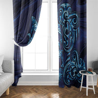New Zealand Connecting with Seas Window Curtain Maori Tribal and Sea Animals Tattoo - Sea Texture Glass Style LT03 - Polynesian Pride