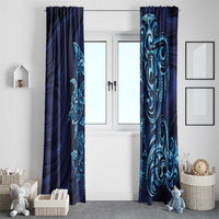 New Zealand Connecting with Seas Window Curtain Maori Tribal and Sea Animals Tattoo - Sea Texture Glass Style LT03 - Polynesian Pride