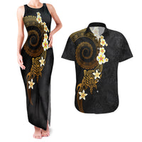 Polynesian Spiral Tribal Tattoo Couples Matching Tank Maxi Dress and Hawaiian Shirt Golden Color LT03 Yellow - Polynesian Pride