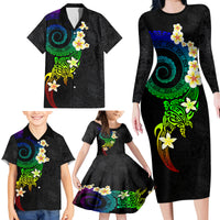 Polynesian Spiral Tribal Tattoo Family Matching Long Sleeve Bodycon Dress and Hawaiian Shirt Fanciful Color LT03 - Polynesian Pride