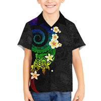 Polynesian Spiral Tribal Tattoo Family Matching Summer Maxi Dress and Hawaiian Shirt Fanciful Color LT03 Son's Shirt Black - Polynesian Pride