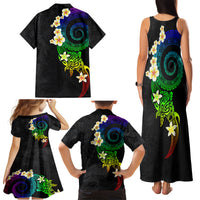 Polynesian Spiral Tribal Tattoo Family Matching Tank Maxi Dress and Hawaiian Shirt Fanciful Color LT03 - Polynesian Pride