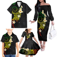 Polynesian Spiral Tribal Tattoo Family Matching Off The Shoulder Long Sleeve Dress and Hawaiian Shirt Reggae Color LT03 - Polynesian Pride