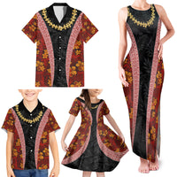 Hawaii Lei and Hibiscus Flowers Tribal Family Matching Tank Maxi Dress and Hawaiian Shirt Patchwork Abstract Vintage LT03 - Polynesian Pride