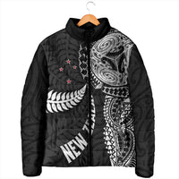 Aotearoa Volleyball Custom Padded Jacket Silver Ferns and Maori Tribal Black