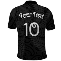 Aotearoa Volleyball Custom Polo Shirt Silver Ferns and Maori Tribal Black