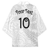 Aotearoa Volleyball Custom Kimono Silver Ferns and Maori Tribal White