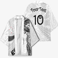 Aotearoa Volleyball Custom Kimono Silver Ferns and Maori Tribal White