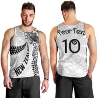 Aotearoa Volleyball Custom Men Tank Top Silver Ferns and Maori Tribal White