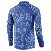 New Zealand Sea Animals Button Sweatshirt with Maori Koru Tribal Tattoo and Silver Ferns Aquatic Style