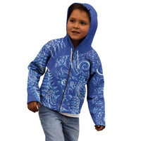 New Zealand Sea Animals Kid Hoodie with Maori Koru Tribal Tattoo and Silver Ferns Aquatic Style LT03 - Polynesian Pride