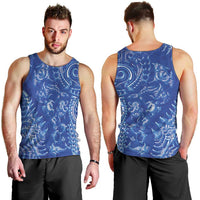 New Zealand Sea Animals Men Tank Top with Maori Koru Tribal Tattoo and Silver Ferns Aquatic Style LT03 - Polynesian Pride