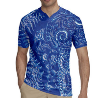 New Zealand Sea Animals Rugby Jersey with Maori Koru Tribal Tattoo and Silver Ferns Aquatic Style LT03 - Polynesian Pride