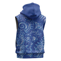 New Zealand Sea Animals Sleeveless Zip Hoodie with Maori Koru Tribal Tattoo and Silver Ferns Aquatic Style LT03 - Polynesian Pride