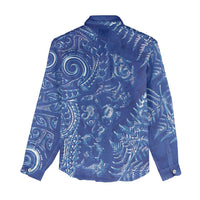 New Zealand Sea Animals Women Casual Shirt with Maori Koru Tribal Tattoo and Silver Ferns Aquatic Style LT03 - Polynesian Pride