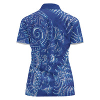 New Zealand Sea Animals Women Polo Shirt with Maori Koru Tribal Tattoo and Silver Ferns Aquatic Style LT03 - Polynesian Pride