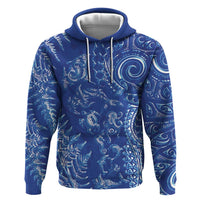 New Zealand Sea Animals Zip Hoodie with Maori Koru Tribal Tattoo and Silver Ferns Aquatic Style LT03 Pullover Hoodie Navy - Polynesian Pride