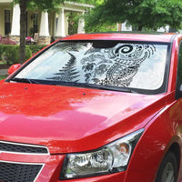 New Zealand Sea Animals Auto Sun Shade with Maori Koru Tribal Tattoo and Silver Ferns White Color LT03 - Polynesian Pride