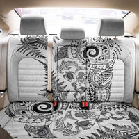 New Zealand Sea Animals Back Car Seat Cover with Maori Koru Tribal Tattoo and Silver Ferns White Color LT03 - Polynesian Pride