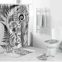 New Zealand Sea Animals Bathroom Set with Maori Koru Tribal Tattoo and Silver Ferns White Color LT03 Bathroom Set (4 pcs) White - Polynesian Pride