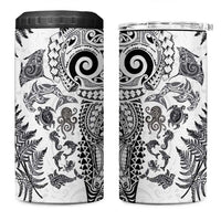 New Zealand Sea Animals 4 in 1 Can Cooler Tumbler with Maori Koru Tribal Tattoo and Silver Ferns White Color LT03 One Size: 16 oz White - Polynesian Pride