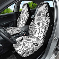 New Zealand Sea Animals Car Seat Cover with Maori Koru Tribal Tattoo and Silver Ferns White Color LT03 - Polynesian Pride